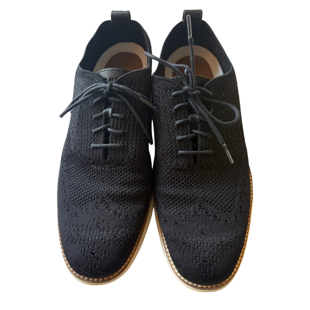 Cole Haan Grand OS Black Knit Oxford Dress Shoes Men's   Wing Tip